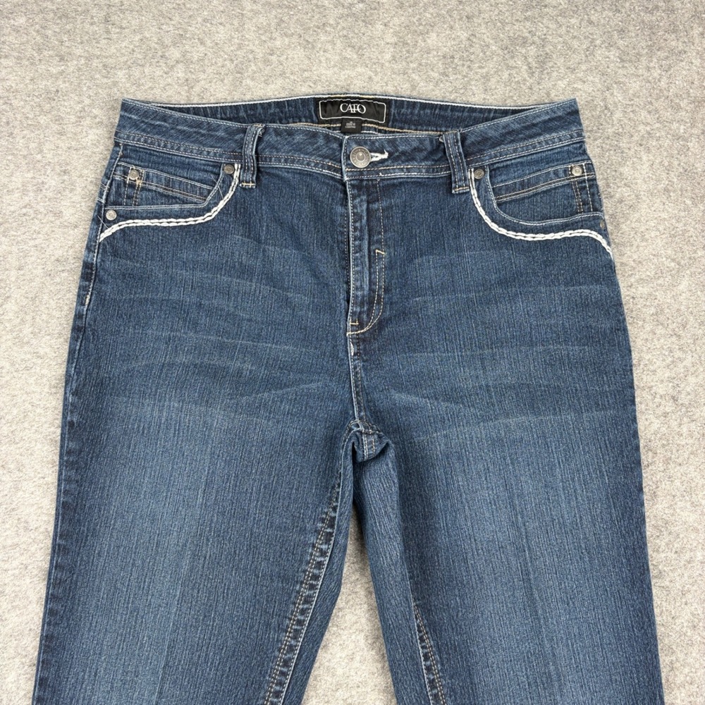 Y2K Cato Bootcut Jeans Womens 14 Dark Wash Embroidered Flap Pocket Grunge Skater